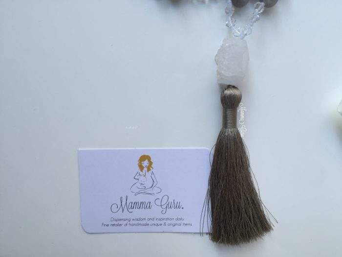 Mamma Guru: Collana Mala 108 grani con Swarovski, Agata, Howlite, Cristallo di Rocca