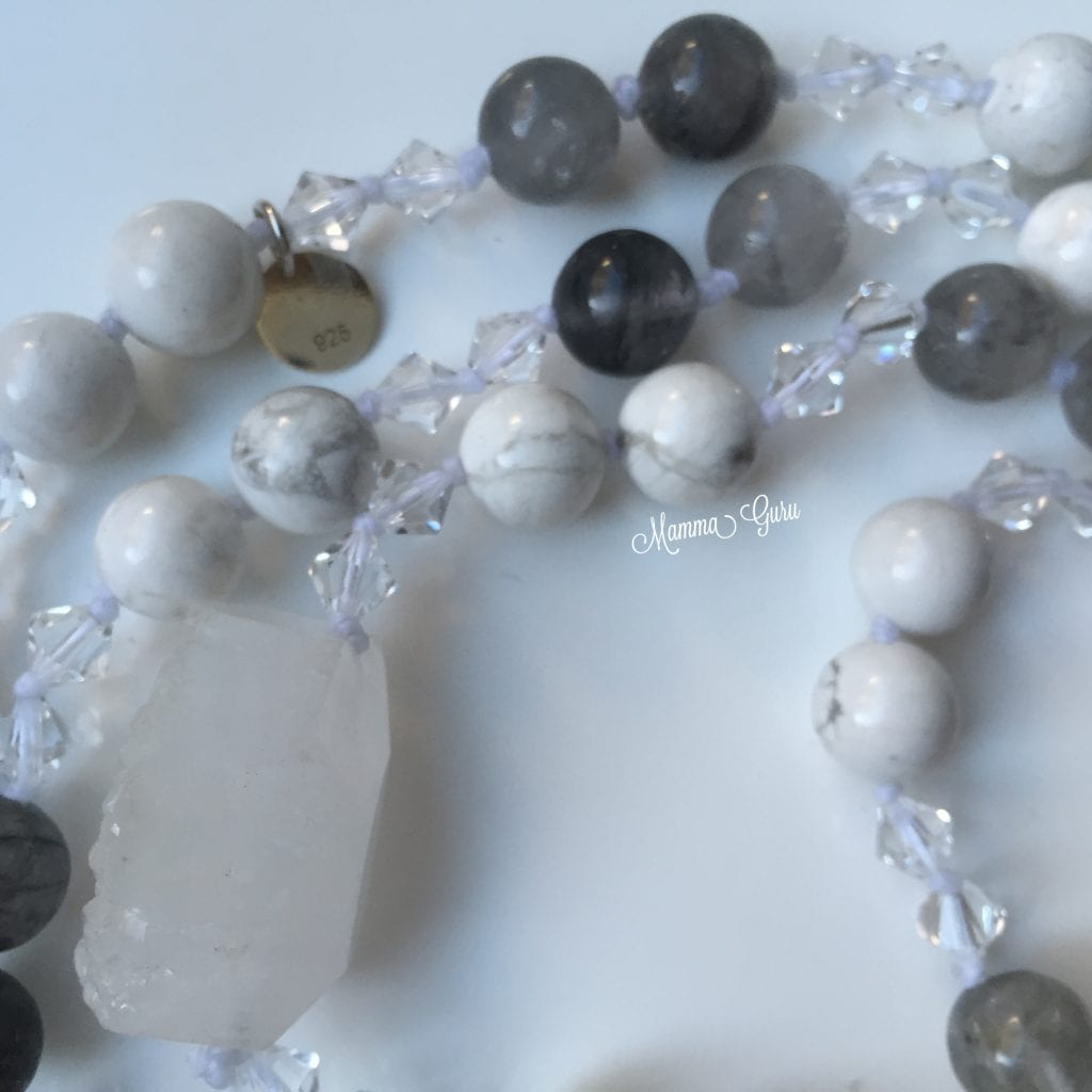 Mamma Guru: Collana Mala 108 grani con Swarovski, Agata, Howlite, Cristallo di Rocca