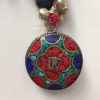 Collana Mala con Om con Lapislazzuli, Turchesi, Corallo, semi di Acai, Howlite, Argento Indiano
