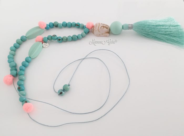 Collana in stile Boho con Açai, Howlite, Perle in Silicone alimentare, Pompon, Nappa