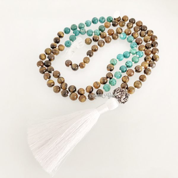 Mala 108 porta fortuna Occhio di Tigre Howlite