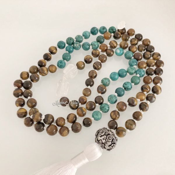 Mala 108 porta fortuna Occhio di Tigre Howlite