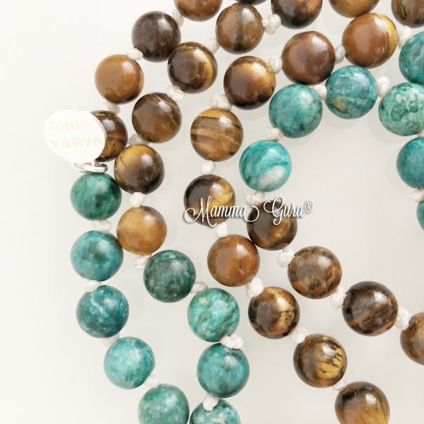 Mala 108 porta fortuna Occhio di Tigre Howlite