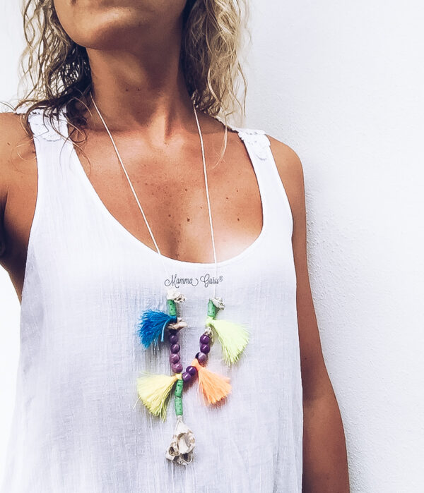 Collana Conchiglia Semi di Açai Osso intagliato Nappe